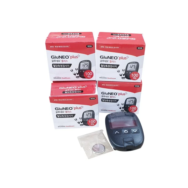 [OSANG HEALTHCARE] Gluneo Plus Blood Glucose Test Strips (500 Strips + Meter, Blood Glucose Strips/ In Vitro Diagnostic Test)
