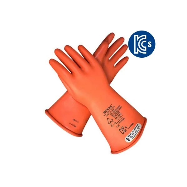 NOVAX Insulated Gloves 7500V (Size 10/ Orange, KCS Certified/ Class 1/ Safety Gloves)