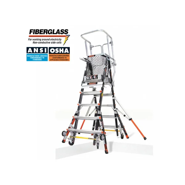 GEUMCHANG FRPCE - 5A Fiberglass Insulated Adjustable Safety Railing Guard 5 - 9 Step Ladder