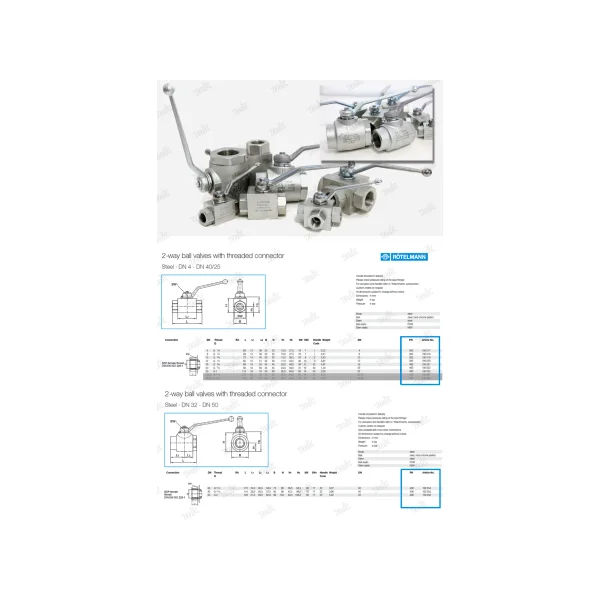 [ROTTLEMANN] Hydraulic Ball Valve 2 - WAY (Rottmann/ Germany) 50A