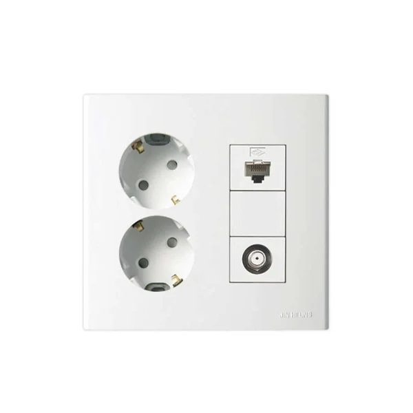 [JINHEUNG] FS Series 2 - Gang Integrated Outlet (2 - Gang Outlet + 8P + CATV 2 - Way/ Left Outlet)