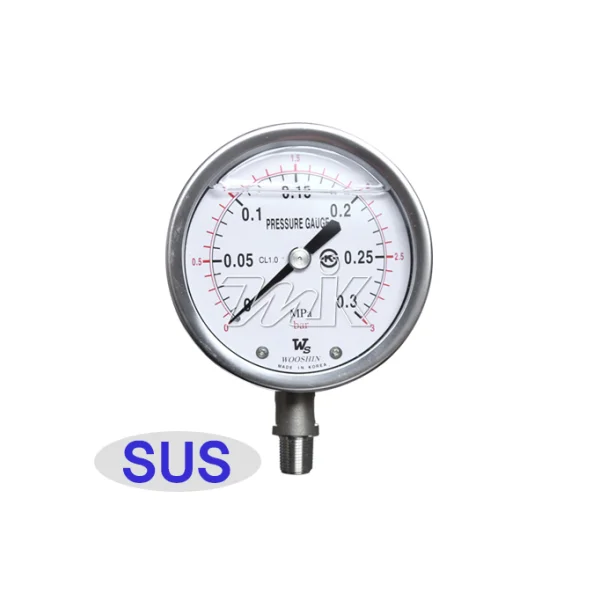 [WOOSHIN] Stainless Steel Oil Filled Pressure Gauge Type A (100mm) 6KxPT1/ 2