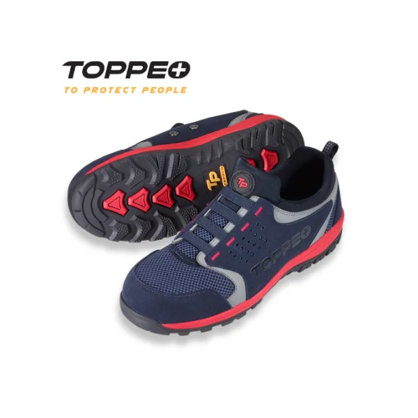 [TOPEO] 4 - inch Safety Shoes (BLUETEC RED/ 250mm/ NAVY(MID RED), 1 Pair)