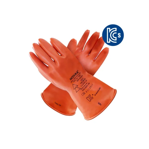 NOVAX Insulated Gloves 500V (Size 9/ Orange/ Slim, KCS Certified/ Class 00/ Safety Gloves)