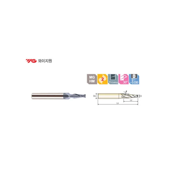 [YG - 1] 2 - Flute Taper End Mill 2F 0.7*2.8*45*Shank4* 1°