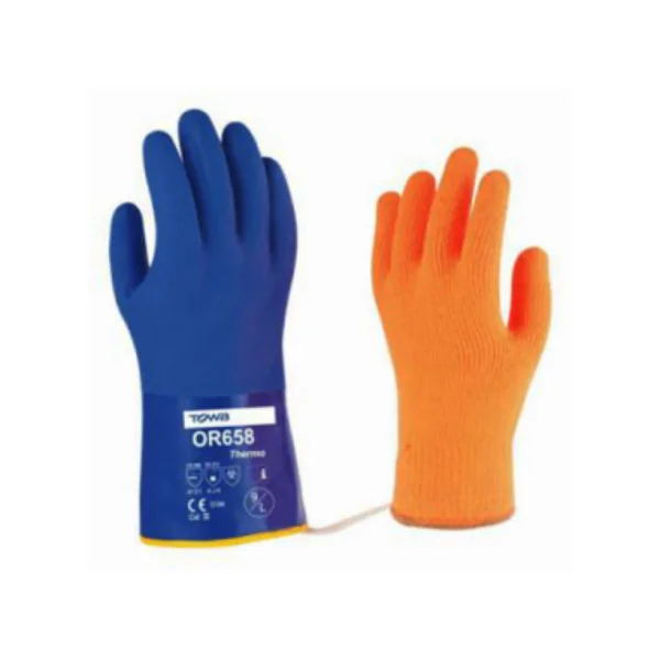 [TOWA] PVC Cold Protection Gloves OR658 - Summer (L/ Blue, 13G, 27cm, Acrylic Yarn/ Detachable Liner)