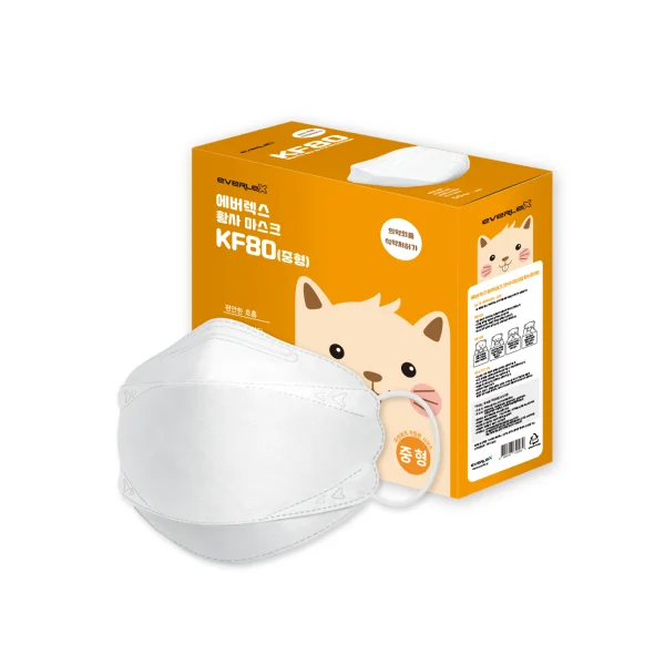 [EVEREX] KF80 Yellow Dust Prevention Mask (White/ Medium, 50 pcs, Individually Packaged/ Quasi - drug/ Women's)