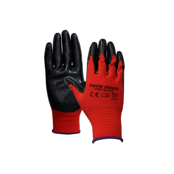 [PAXXSENSE] Strong Line NBR Coated Gloves (Red/ S, 100 Pairs, 13G)