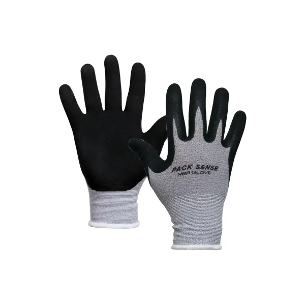 PAXXSENSE NBR Foam Coated Gloves Sandy Soft (Gray/ L, 1 Pair, 13G)