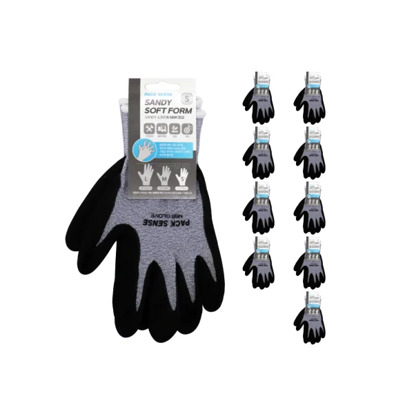 PAXXSENSE NBR Foam Coated Gloves Sandy Soft (Gray/ S, 10 Pairs, 13G)