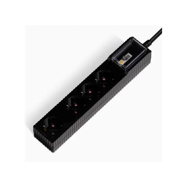 POWER ZONE Leakage Circuit Breaker 4 - Outlet Multi - tap Wave (7m/ Black, Integrated Switch/ 16A/ 250V/ Grounding)