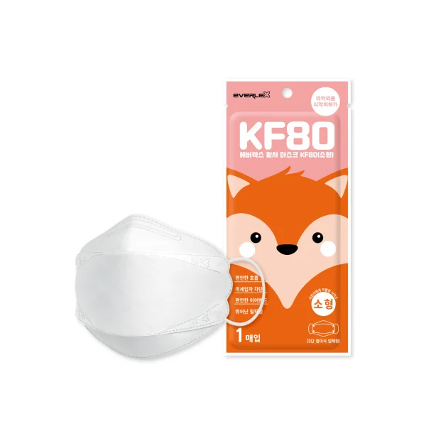 [EVEREX] KF80 Yellow Dust Prevention Mask (White/ Small, 1 pc, Individually Packaged/ Quasi - drug/ Children's)