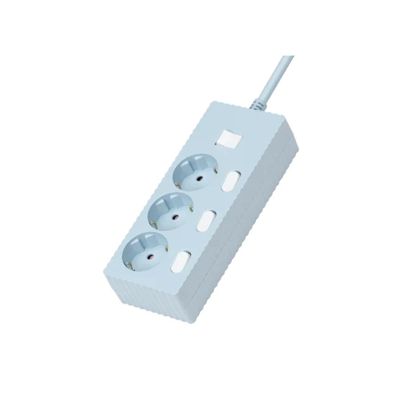 Power Zone Wave 3 - Outlet Power Strip (7m/ Pastel Blue, Individual Switches/ 16A/ 250V/ Grounding)