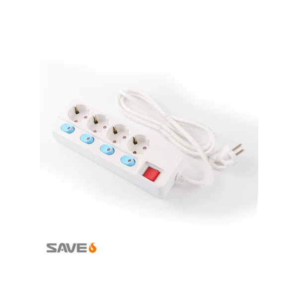 SaveS Automatic Fire Suppression Individual Power Saving Multi - tap (4 - outlets/ 1.5m, Individual Power Saving Switch)
