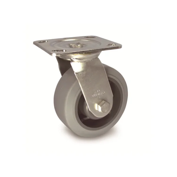 [DAESHIN CASTER] Heavy Duty Stainless Caster 33 SERIES 5" Heavy Duty Stainless Gray Rubber (Wheel) (Gray) Flat - Swivel (S) DS 3350 MR