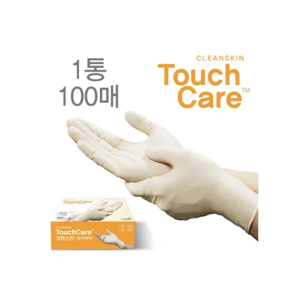 CLEANSKIN Touch Care Latex Gloves (M/ 6.4g, 100 pcs, Powder - free/ Examination)