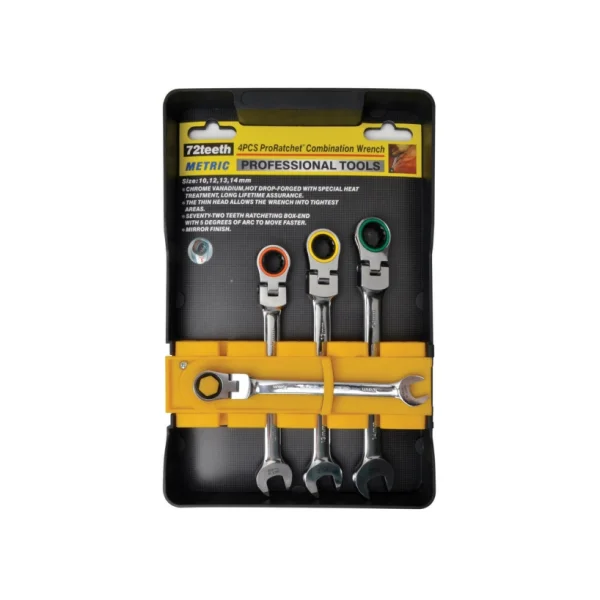 GEAR - TOP Flexible Ratchet Wrench Set (4PCS) T - GW - 4FS 10, 12, 13, 14mm (4PCS)