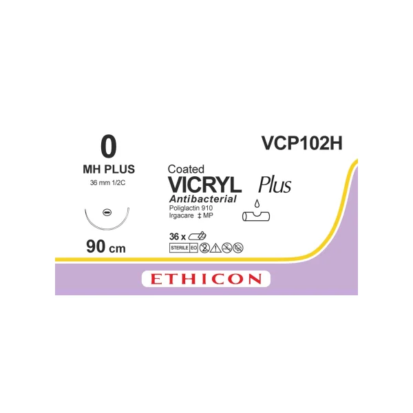 [ETHICON] Vicryl Plus Suture VCP102H 0MH P (36mm/ 90cm, 36 pcs, W9141 Replacement)
