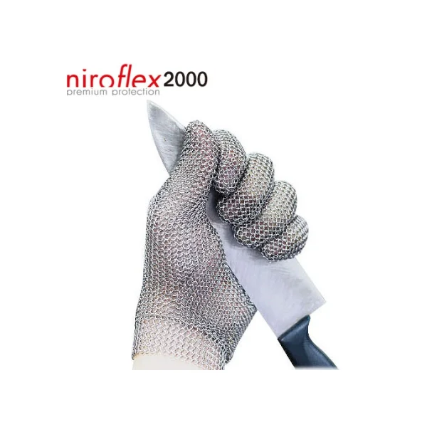 [NIROFLEX] 2000 Cut - Resistant Chainmail Glove 5 - Finger Hook Type (L, CE Certified, Single)