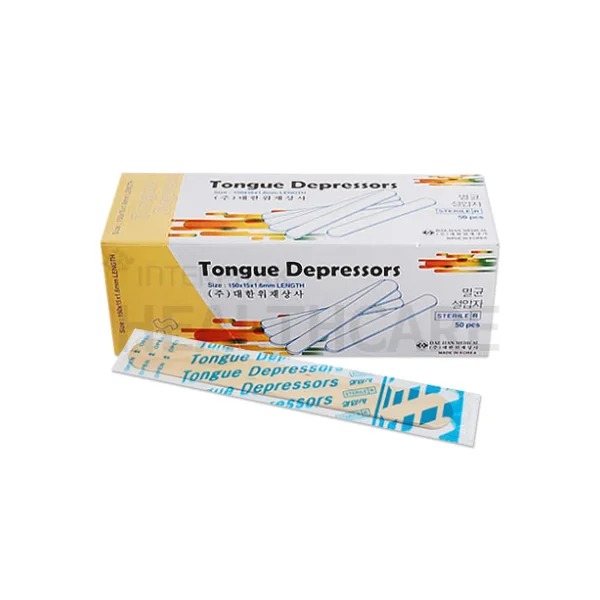 Daehan Wijae Sangsa Wooden Tongue Depressor (15cm, Sterilized, 50 pcs)