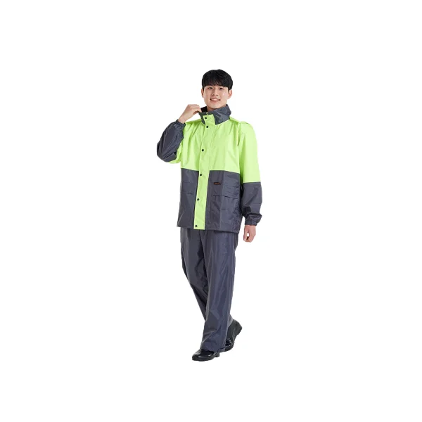 HOEORI Ultra - Light Premium Raincoat KO - 2400 (Two - piece, Fluorescent/ Dark Gray, XL)