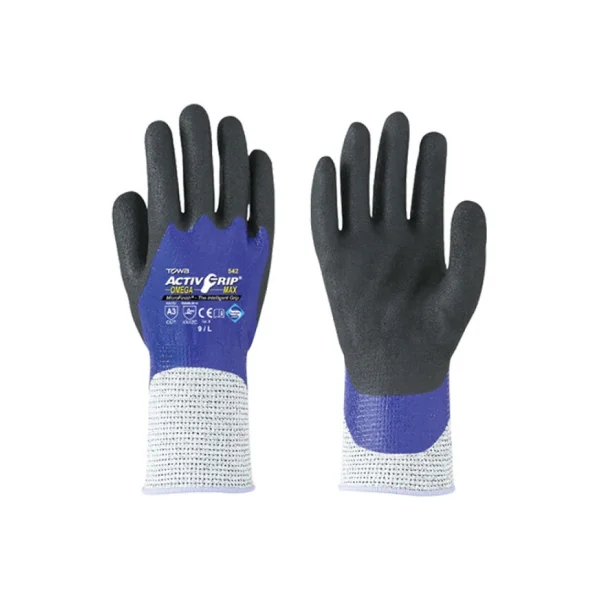 [TOWA] Anti - cut Gloves Active Grip Omega Max (9/ L, Cut Level C/ ANSI 3/ Nitrile Full Coating)