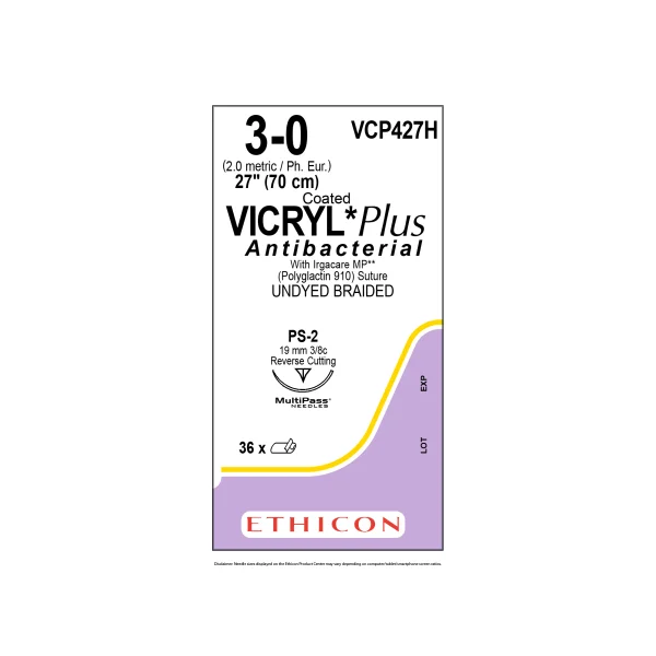 [ETHICON] Vicryl Plus VCP427H 3/ 0 19mm 3/ 8c 70cm White 36p