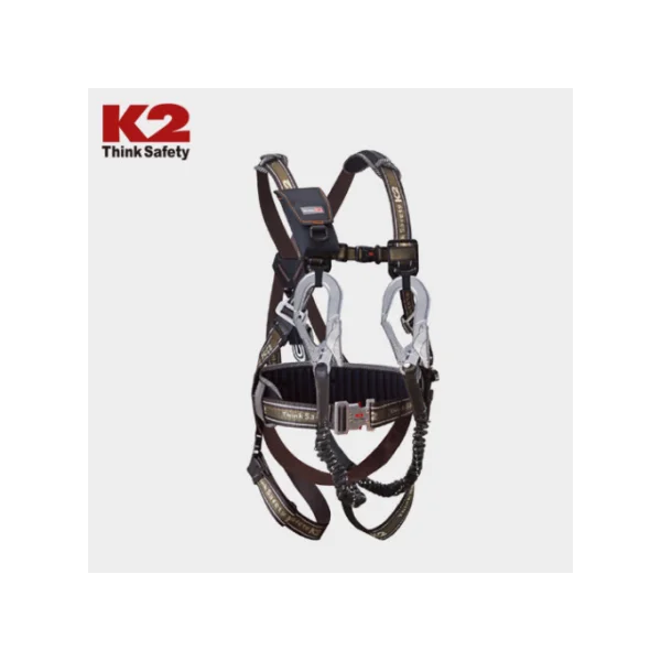 [K2 SAFETY] Full Body Harness KB - 9201Y (=KB - 9301) (Brown/ L Size, Auto - Locking Buckle/ Y - Lanyard)