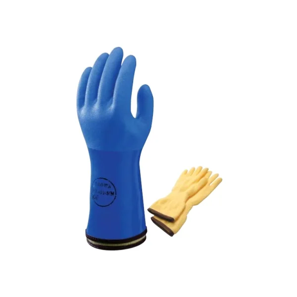 [SHOWA] PVC Cold - Proof Gloves 495 (XL/ Blue, Detachable Lining/ Fleece/ SHOWA)
