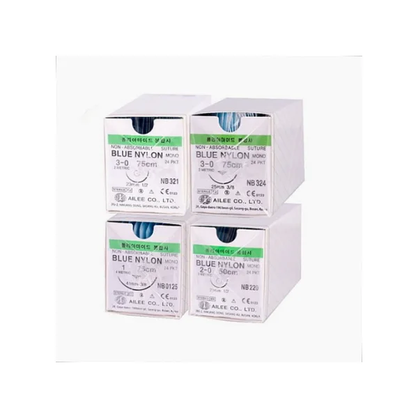 [EYEREE] Nylon Suture Thread with Cutting Needle 1/ 0 (Blue/ 75cm, 41mm, 3/ 8 Circle, 24 pcs, NB125/ Non - absorbable)