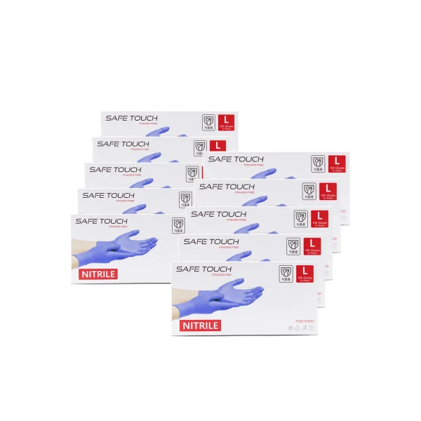 BNF KOREA Nitrile Gloves (L/ Blue, 10PKx100pcs, SAFE TOUCH)