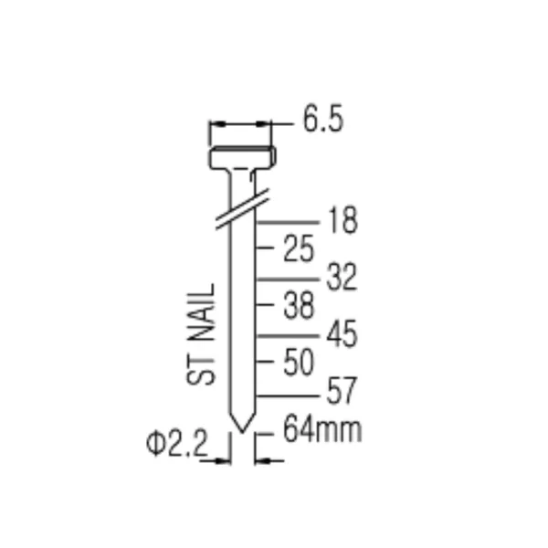 YOUNGWOO Air Concrete Nailer Pin ST45P (1000PCS, 45MM)