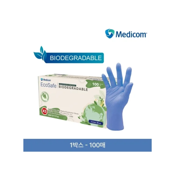 [MEDICOM] Eco - Safe Biodegradable Nitrile Gloves 131171 (XS/ Violet Blue, 10PK)