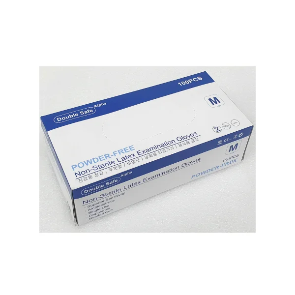 [GAJU HEALTHCARE] Double Safe Examination Latex Gloves M (Powder - Free, Non - Sterile, Ivory, 100 pcs)