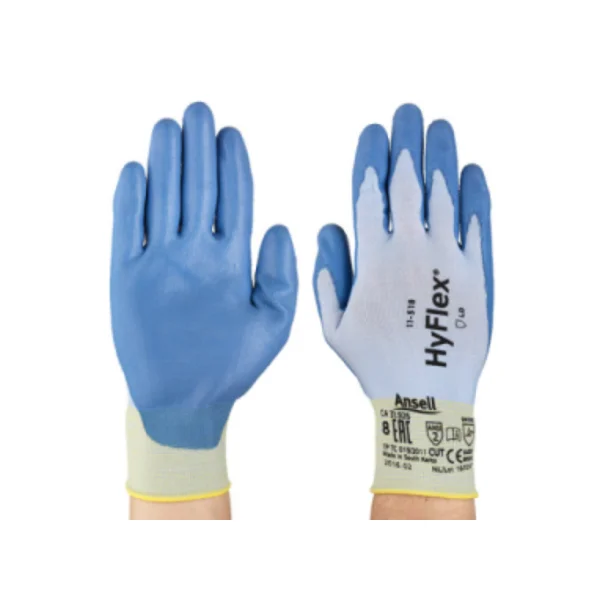 Ansell Hi - Flex 11 - 518 Cut Resistant Gloves (Size 7/ Blue, 18G, 21cm, Dyneema)