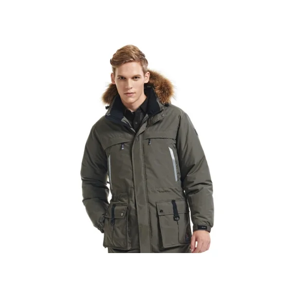 [MARKER] MK - 4031 Premium Racoon Fur Welon Long Parka KHAKI - Size 100 (Size 85 - 115)