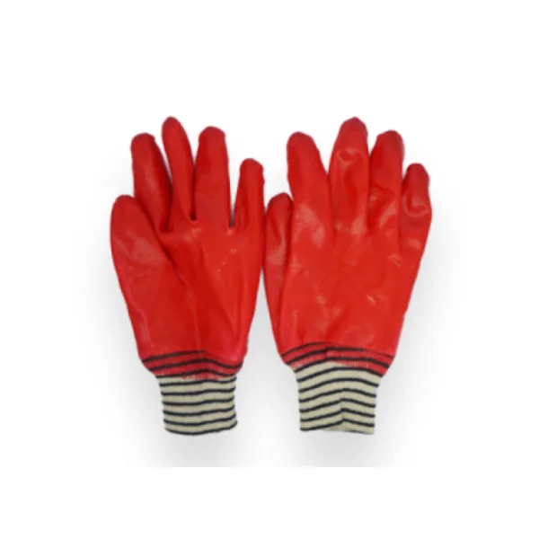 [TAEHEUNG] Fully Coated Gloves with Ribbed Cuff (Red Coating, 10 Pairs/ Pack, Made in Vietnam)