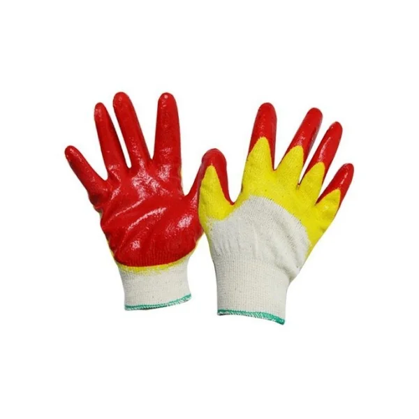 Songhak Gloves Double Coated Gloves Yellow Double (Red/ Yellow Coating, 10 Pairs/ Pack, Safety Gloves)