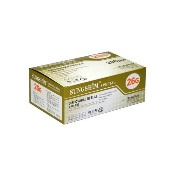 [SUNGSHIM MEDICAL] Disposable Syringe Needle (26G, 90mm, 200 pcs, Long Needle)
