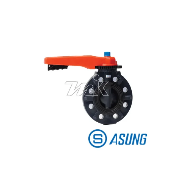 [ASUNG] Butterfly Valve (PP+FPM+PVDF, Lever/ 200A/ 10kg/ ㎠, 1 pc)
