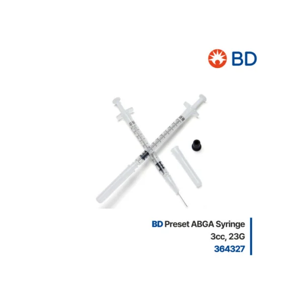 BD ABGA Syringe for Arterial Blood Gas Collection 364327 3ml (23G, 1 - inch, 100 pcs, Blood Collection/ Vacutainer)