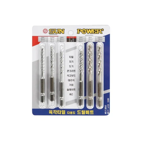 [TAEYANG] Tile Drill Bit Set 6pcs set (3.0/ 3.2/ 4.0/ 5.0/ 6.0/ 6.4)