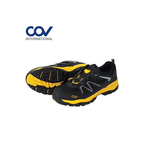 COV 4 - inch Standard Work Safety Shoes COV - N401 (Black/ Yellow, 245mm, Work Shoes)