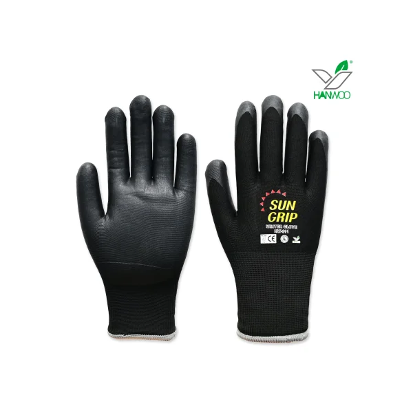 HANWOO Cold Proof NBR Gloves Sungrip 611 (Black/ L)
