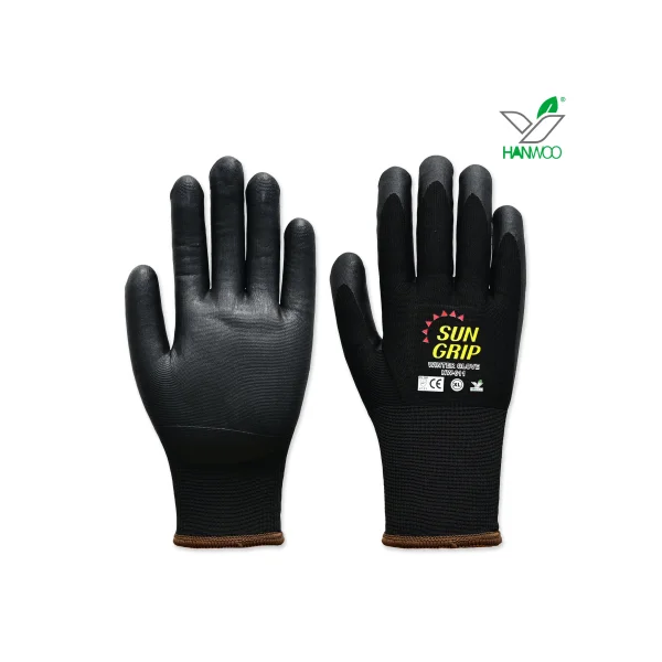 HANWOO Cold Resistant NBR Gloves Sungrip 611 (Black/ XL)