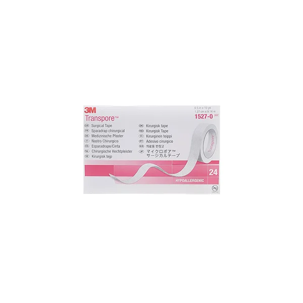 3M Transpore 1527 - 0 (Clear/ 1.25cmx9.1m, 24 Rolls, Plastic/ Bandage/ Transpore)
